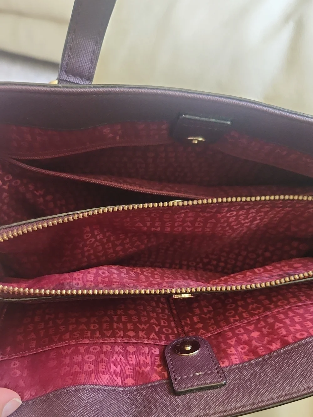 Kate Spade Laurel Way Evangelie Burgundy Deep Plum Satchel Purse